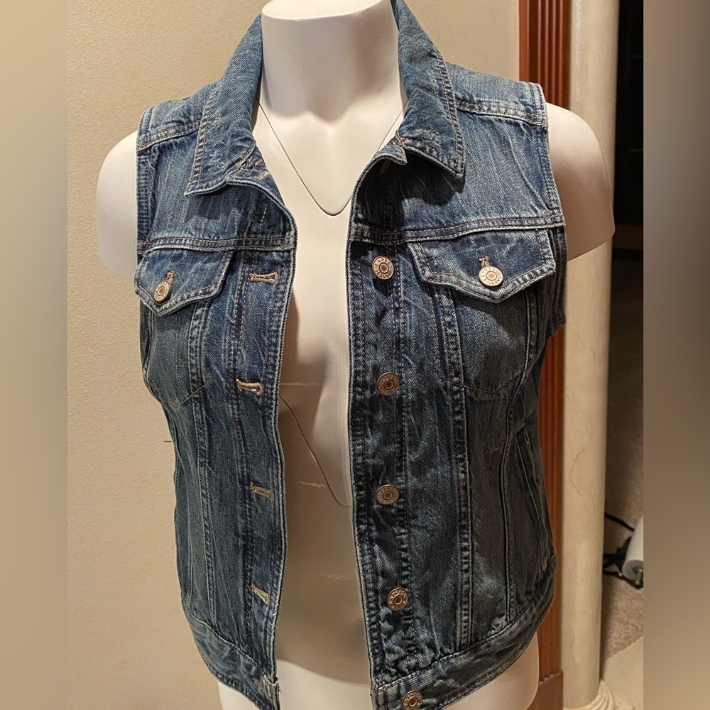 Gently worn, lightly distressed Express jean vest